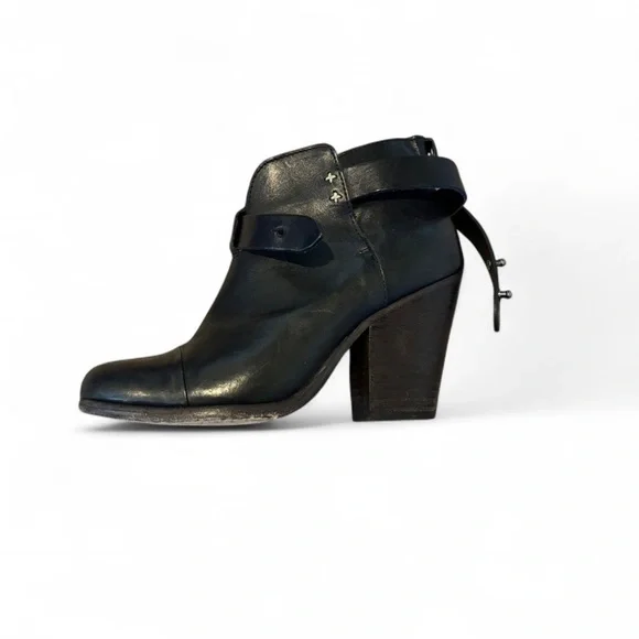 Rag & Bone Black Leather Moto Ankle Boots Size 6 EU 36 Handmade in Italy - Picture 12 of 15